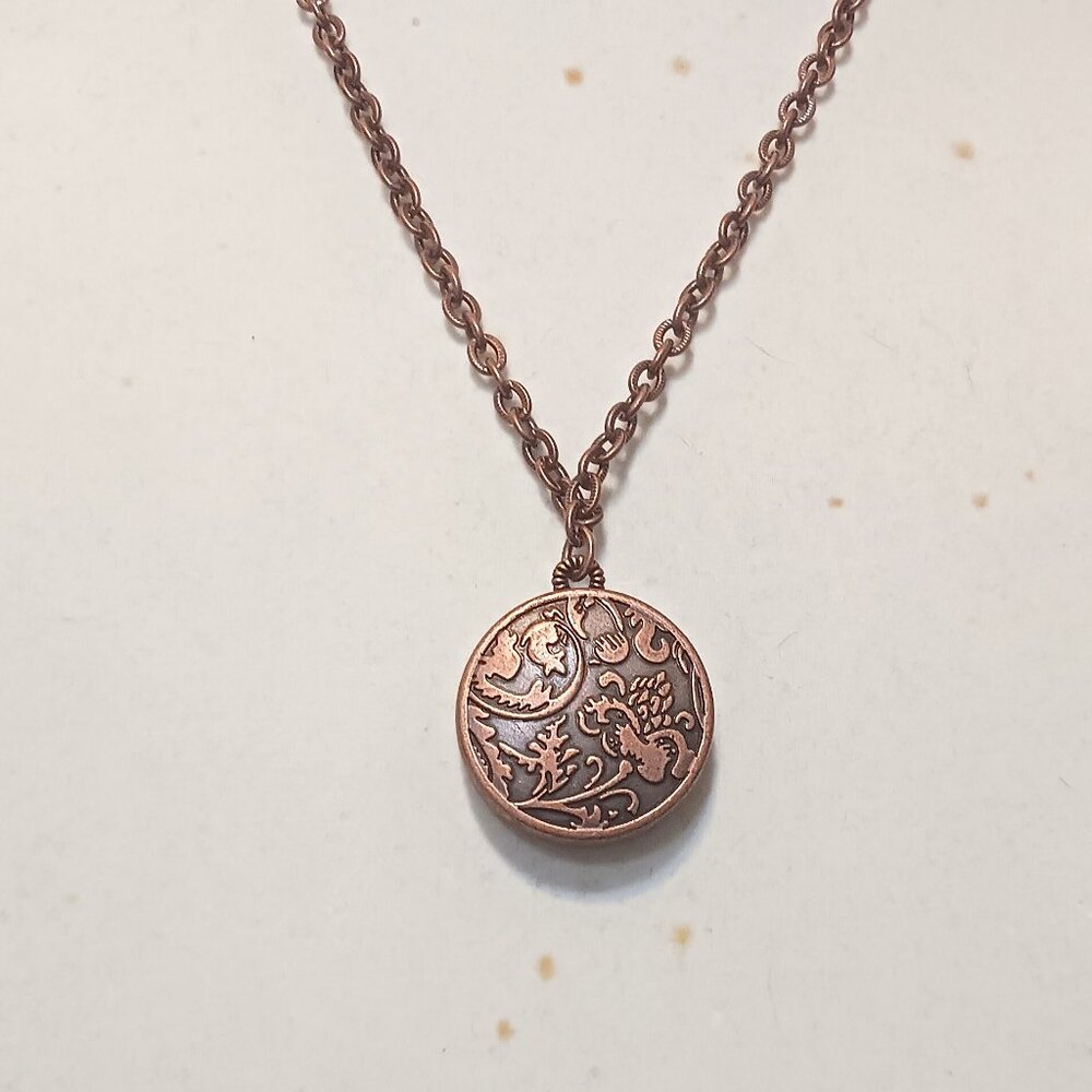 Handmade Vintage Reversable Copper and Black Obsidian Pendant Necklace - Picture 3 of 9